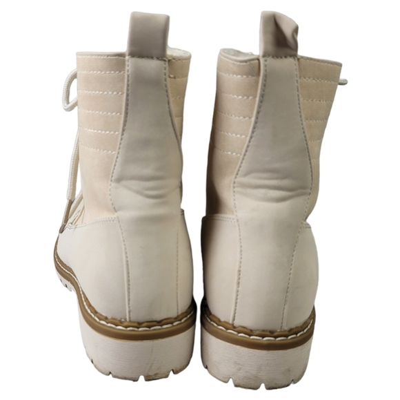 JUST FAB "ELSA"‎ Faux Leather/Suede Lace-Up Ankle Boots Ivory - Picture 3 of 8
